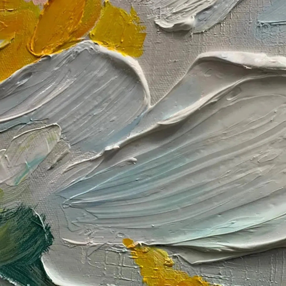 Abstract White & Yellow Daffodil Art | Textured 3D Painting #AA 177