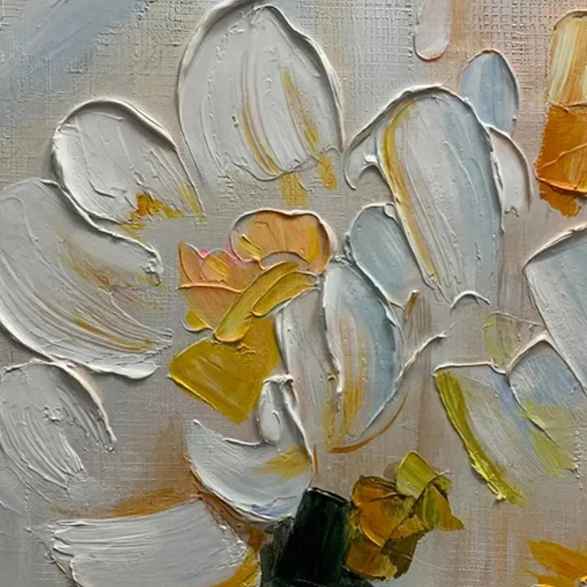 Abstract White & Yellow Daffodil Art | Textured 3D Painting #AA 177