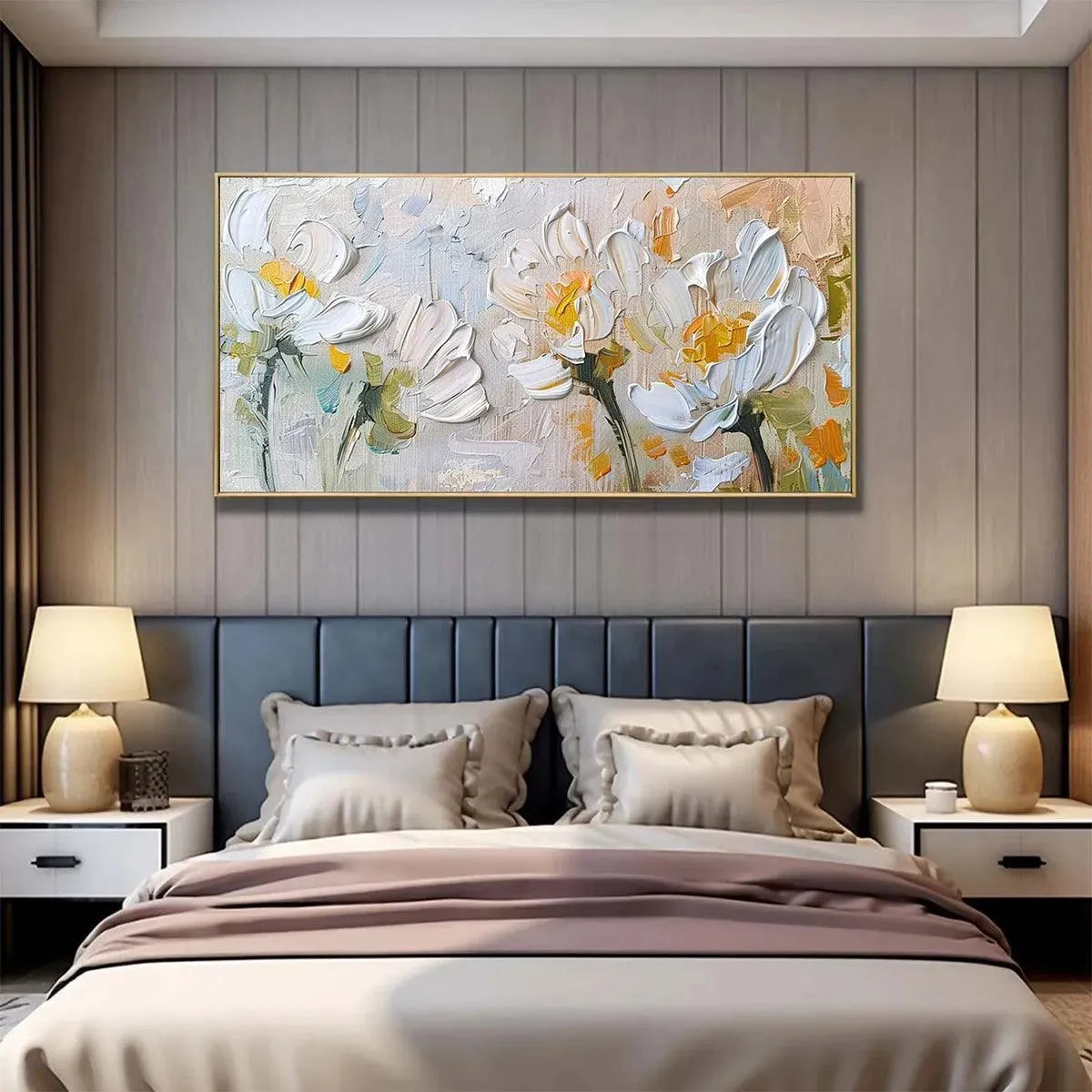 Abstract White & Yellow Daffodil Art | Textured 3D Painting #AA 177