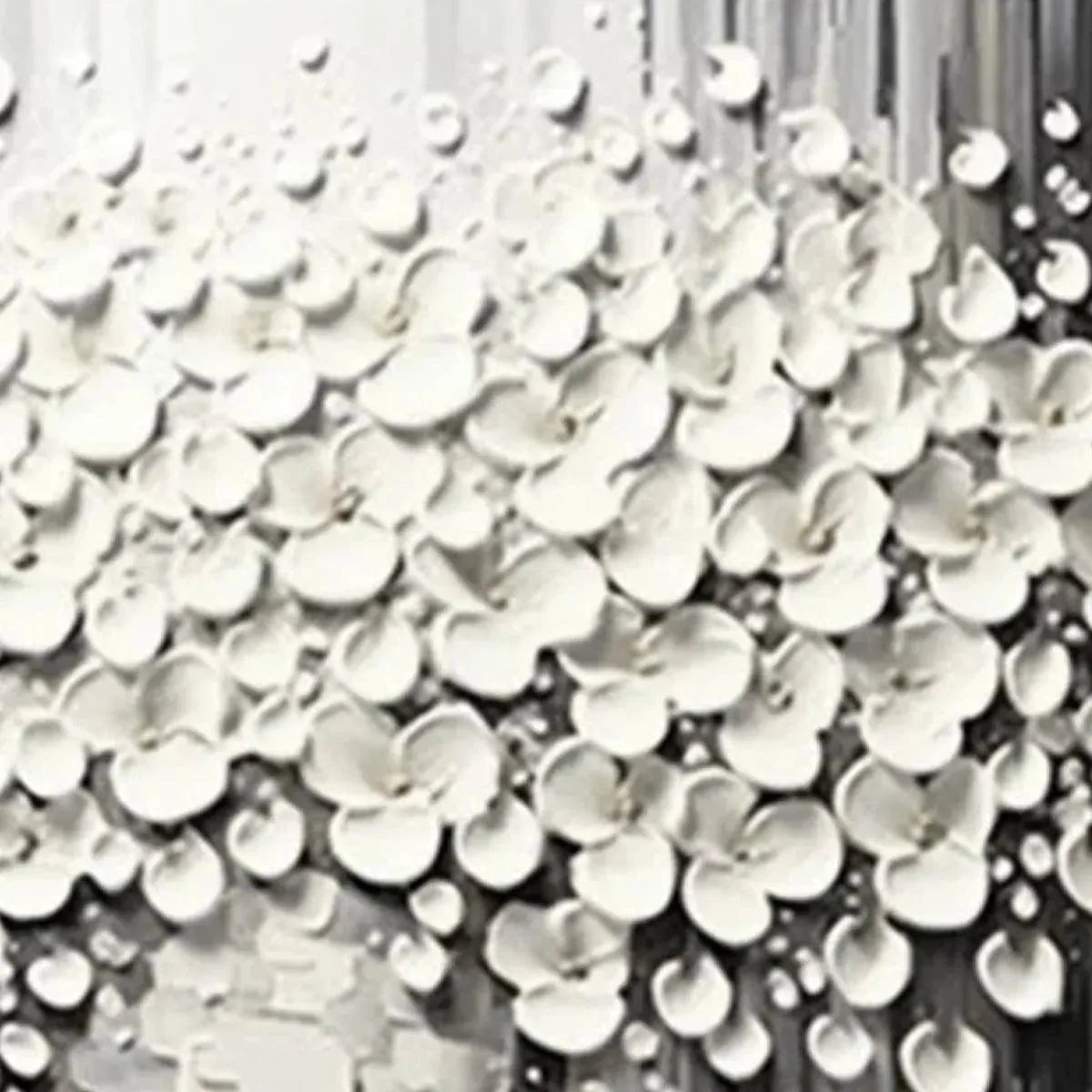 Abstract Flower Cascade Painting | 3D Textured B&W Art #AA 178