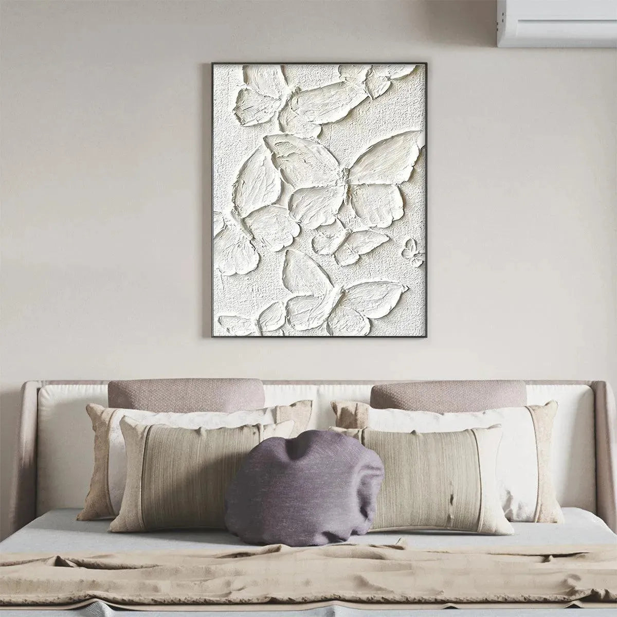 Textured White Butterfly Painting | Large 3D Wall Art Decor #ZZ 239