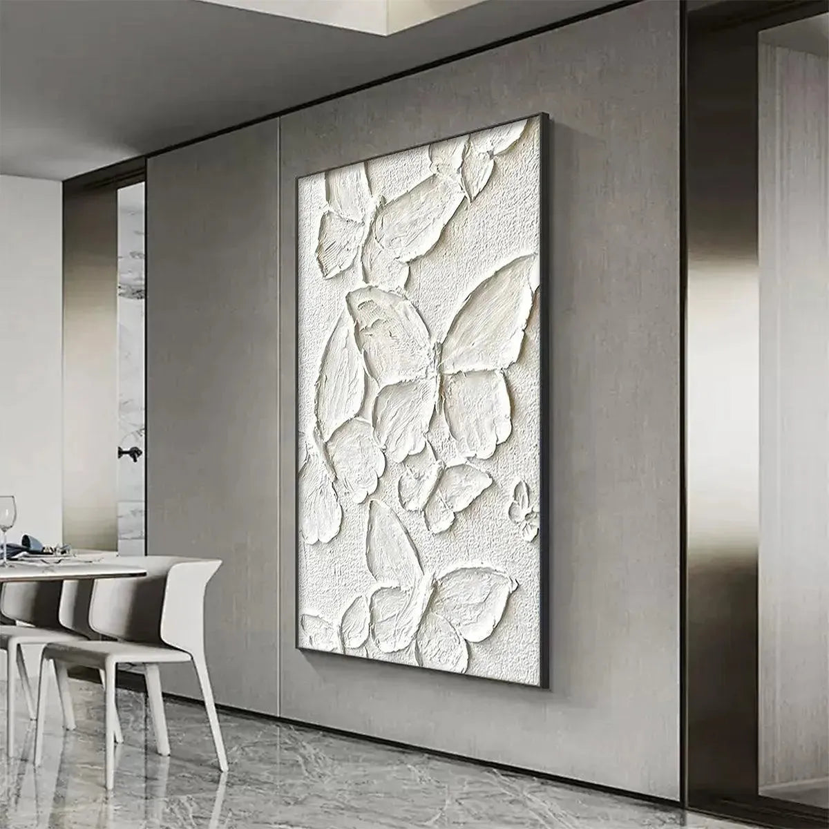 Textured White Butterfly Painting | Large 3D Wall Art Decor #ZZ 239