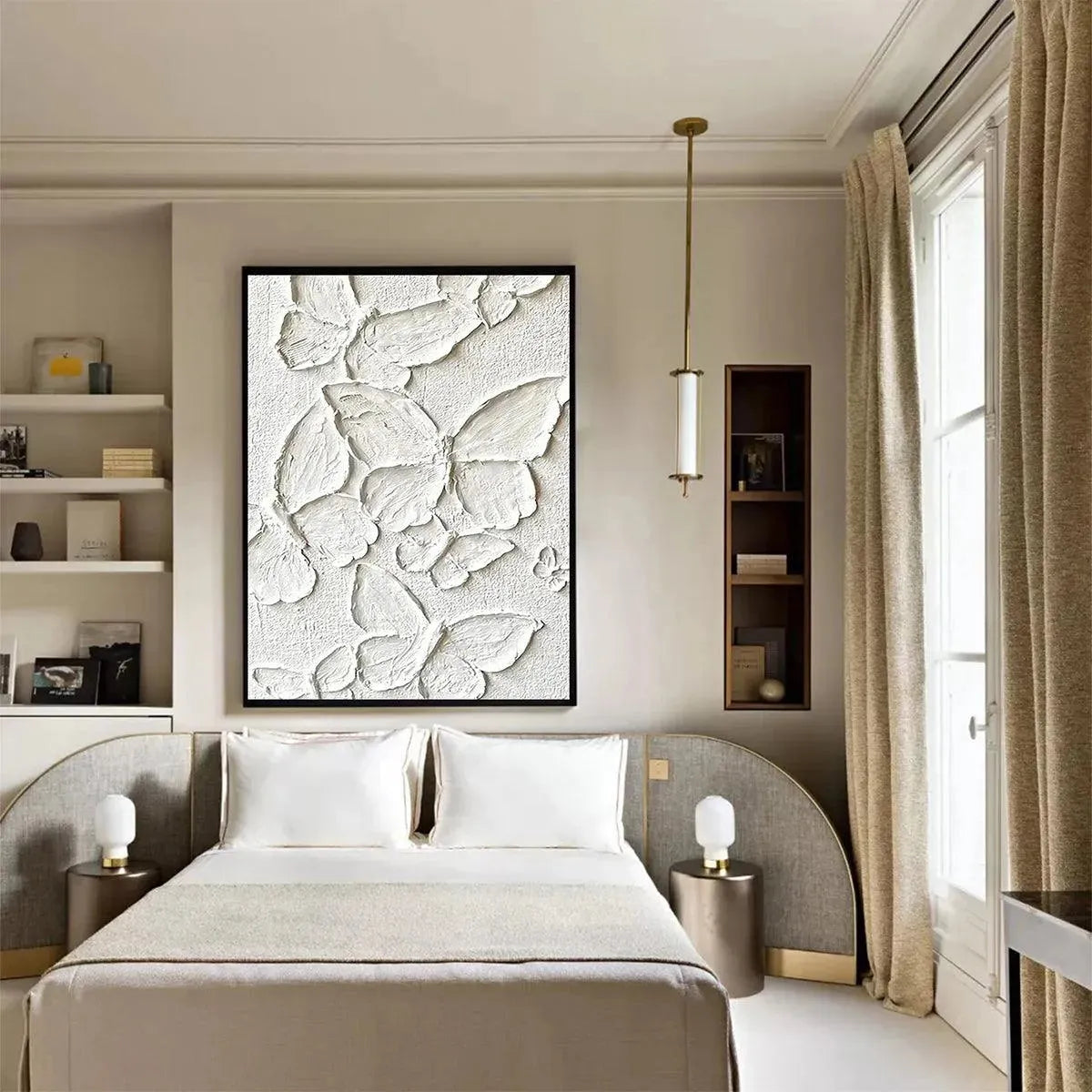 Textured White Butterfly Painting | Large 3D Wall Art Decor #ZZ 239