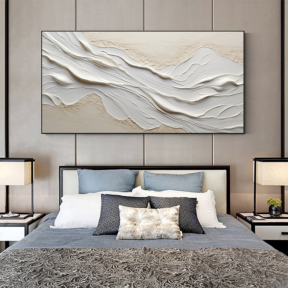Cream and White Textured Canvas | Warm Neutral Wall Art #AA 457