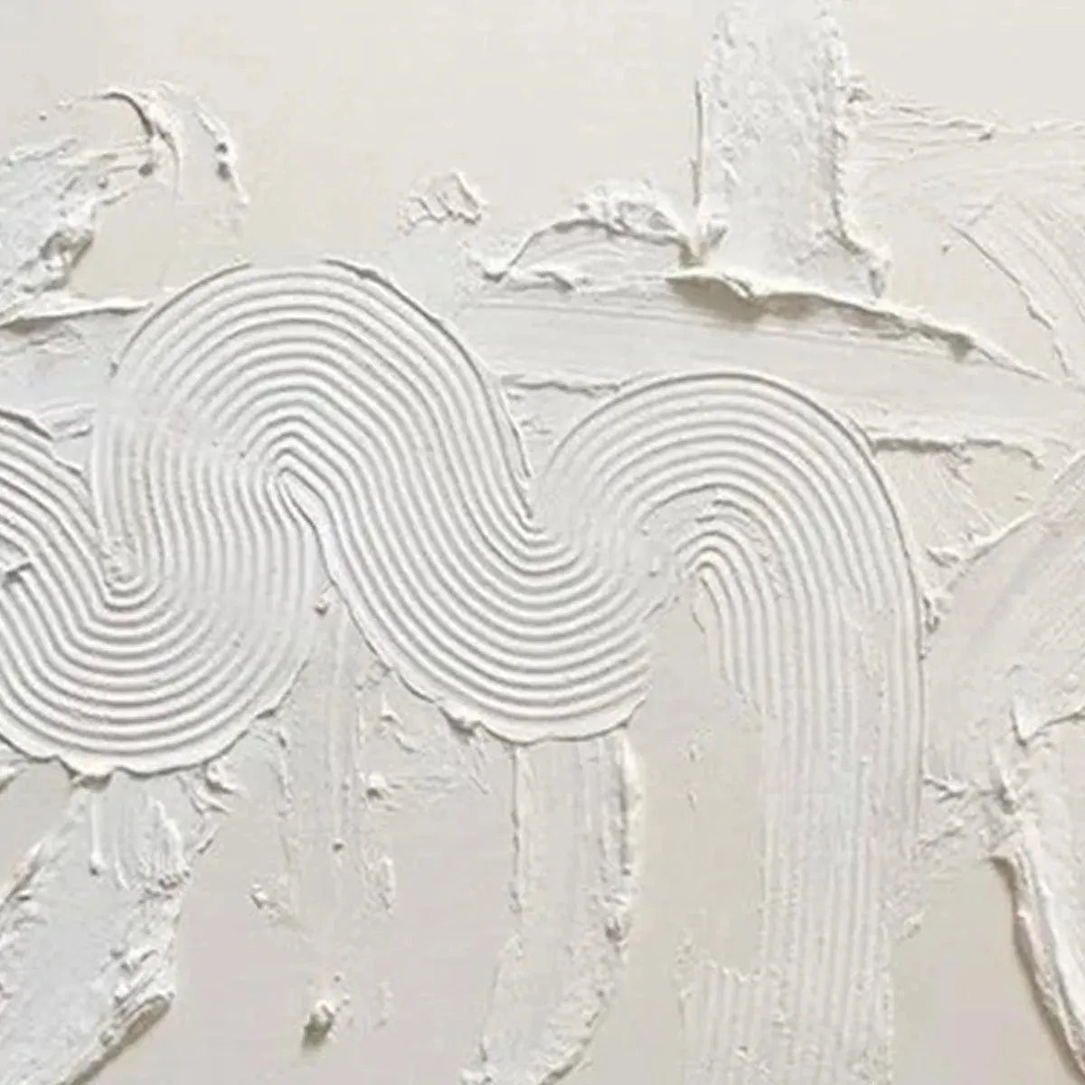 Combed Plaster Art Canvas | Modern Textured White Painting #AA 106