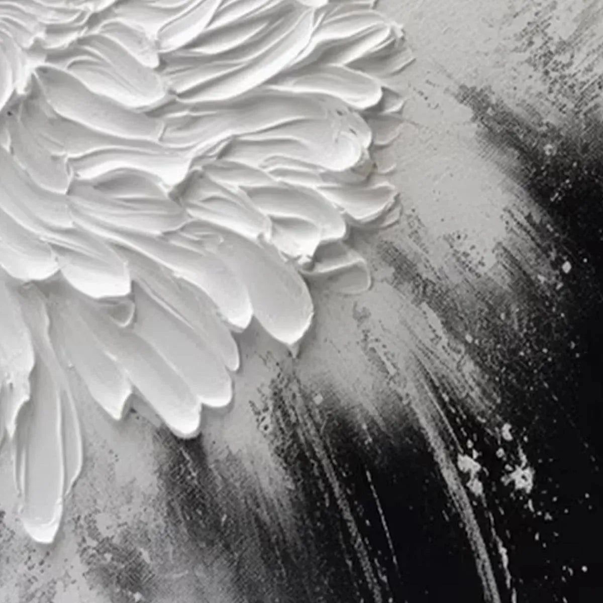 Large Black & White Floral Art | Impasto Canvas #ZZ 237