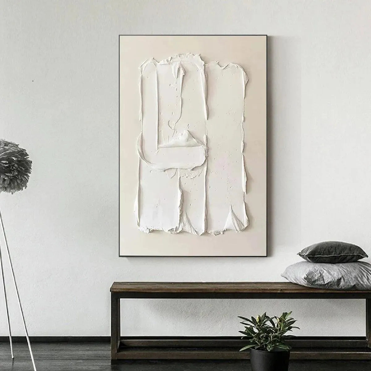 3D White Plaster Art | Minimalist Sculptural Painting #AA 466