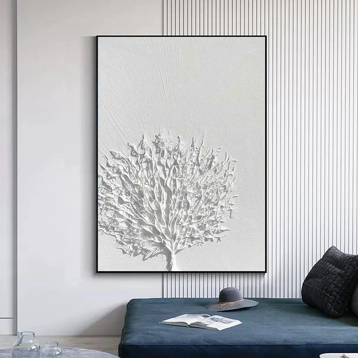 Wabi Sabi Wall Art | Large Textured White Tree of Life Painting #AA 104