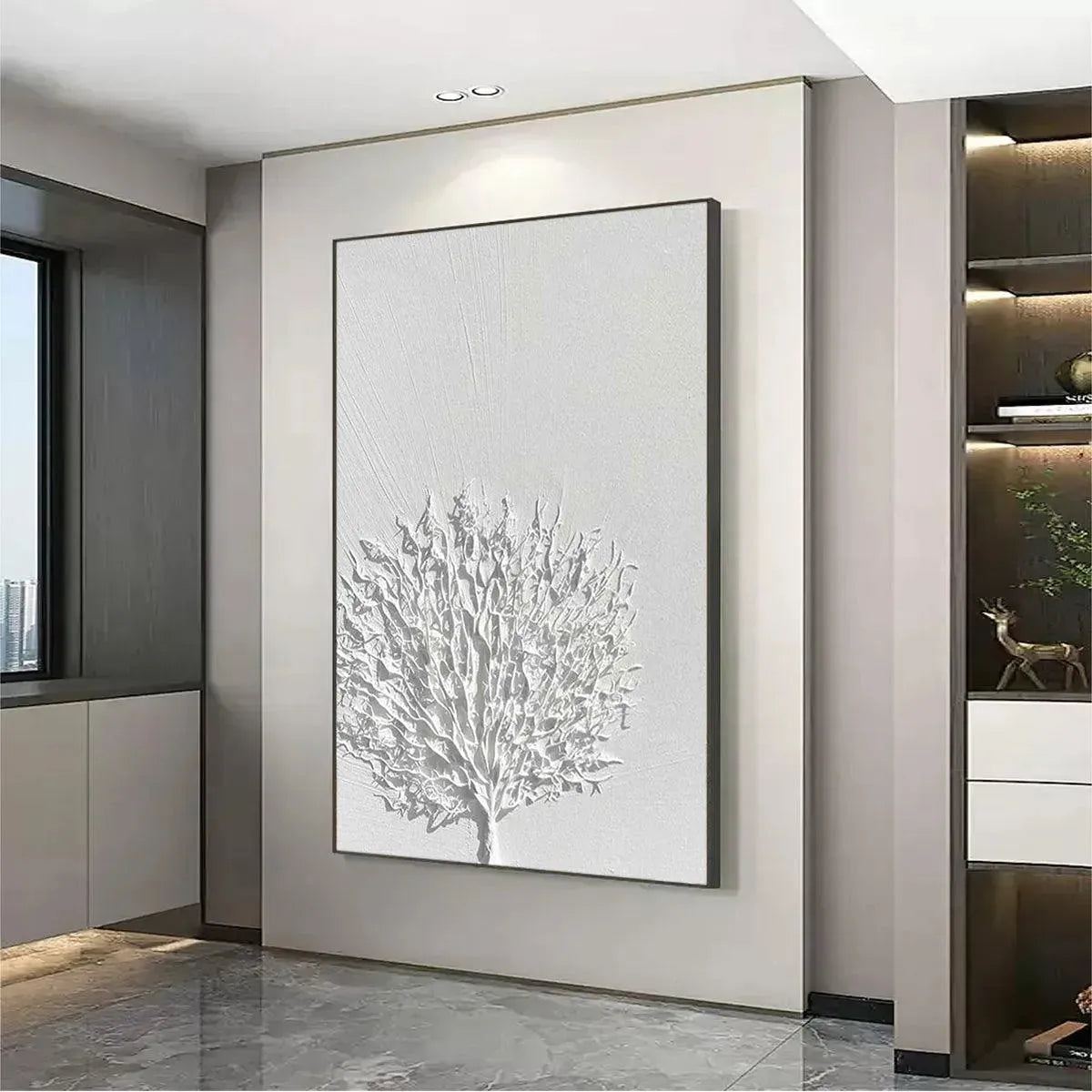 Wabi Sabi Wall Art | Large Textured White Tree of Life Painting #AA 104