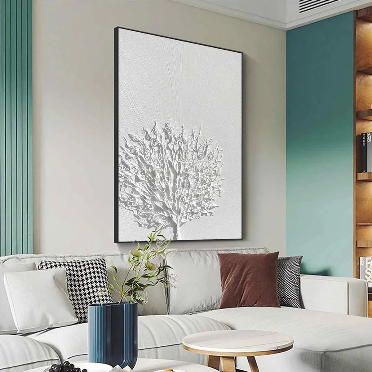 Wabi Sabi Wall Art | Large Textured White Tree of Life Painting #AA 104
