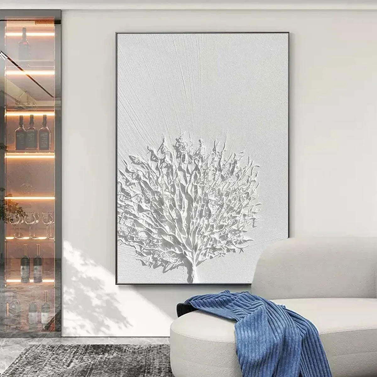 Wabi Sabi Wall Art | Large Textured White Tree of Life Painting #AA 104
