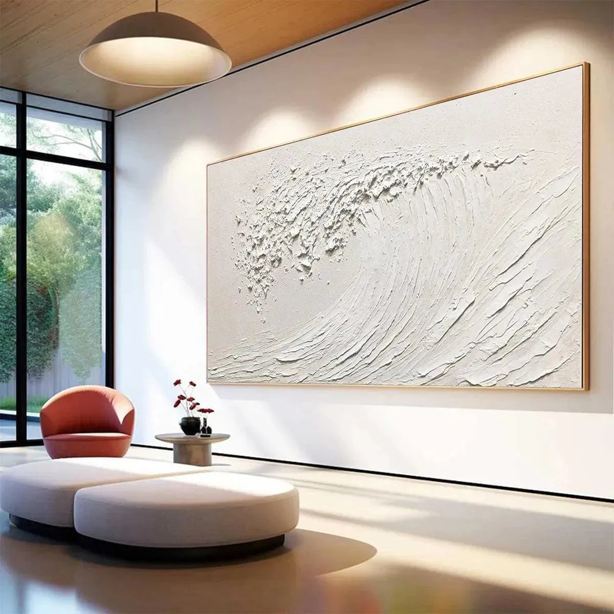 Minimalist Textured Wave Art | Original White Ocean Painting #ZZ 254