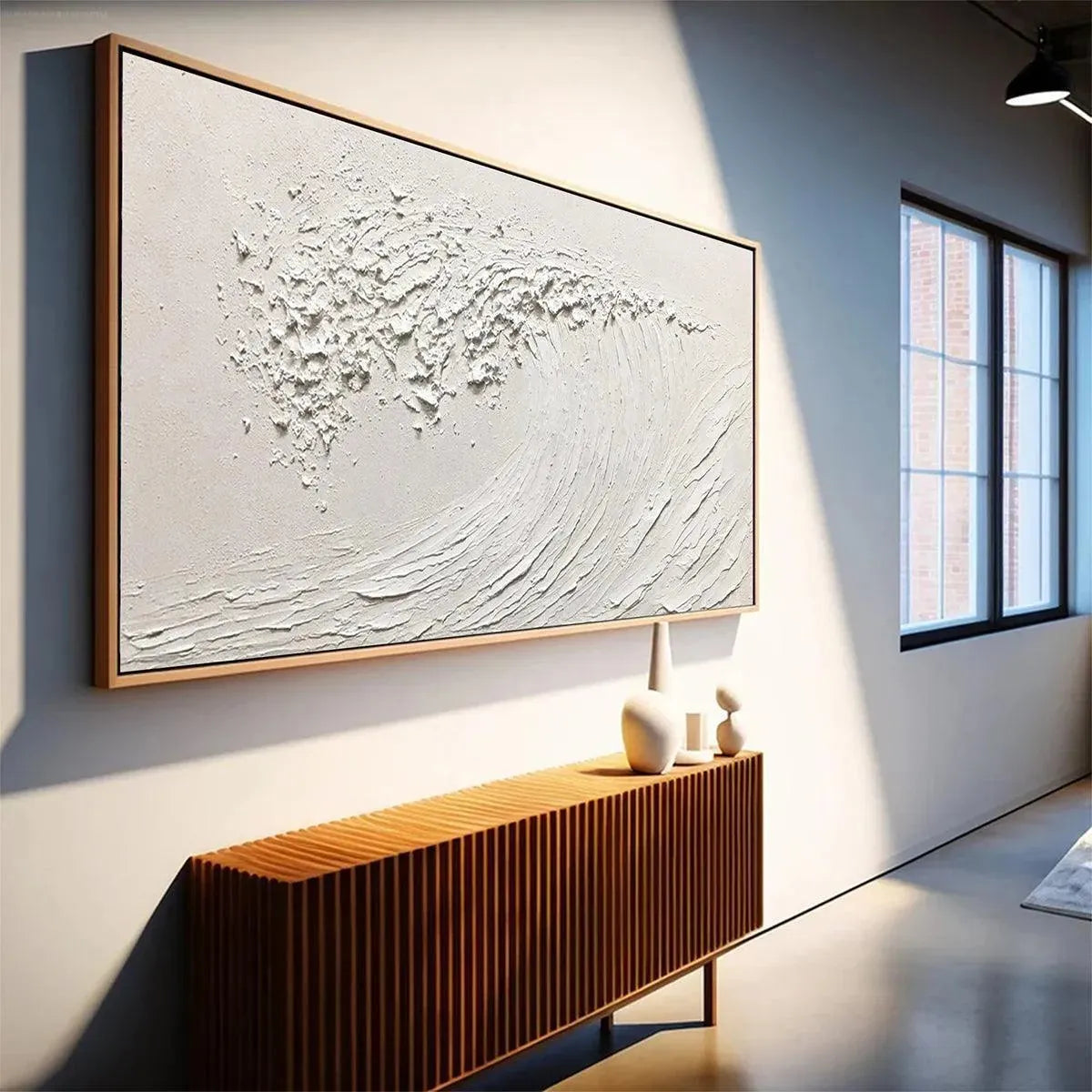 Minimalist Textured Wave Art | Original White Ocean Painting #ZZ 254