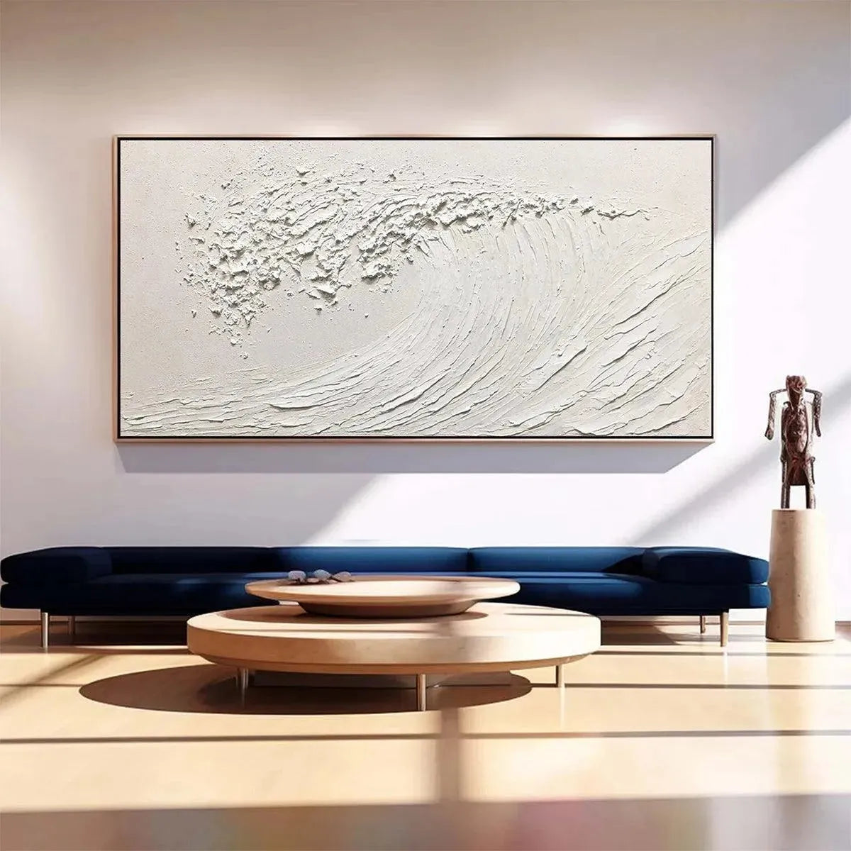 Contemporary Ocean Wave Art | White Textured Wall Decor