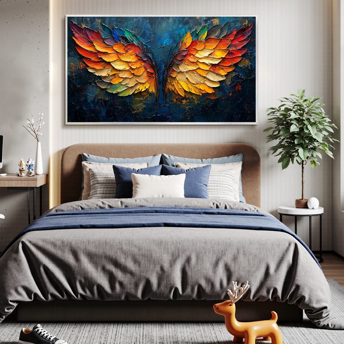 Abstract Phoenix Wings Painting | Fire and Ice Textured Art #AA 182