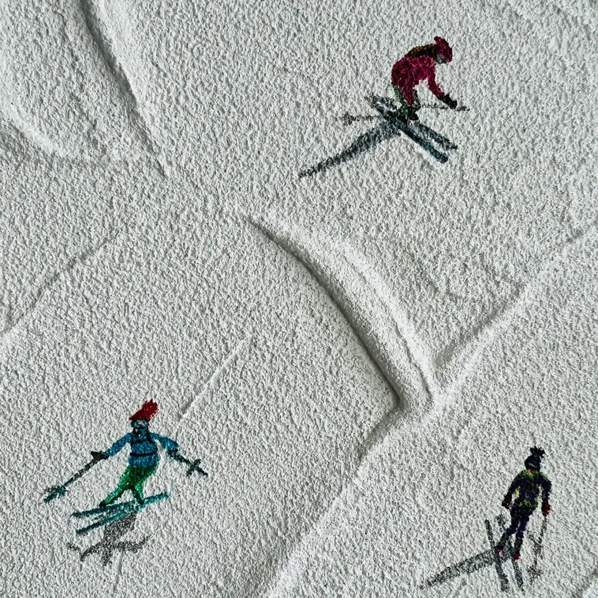 Aerial View Ski Painting | Large Minimalist Wall Art #AA 240