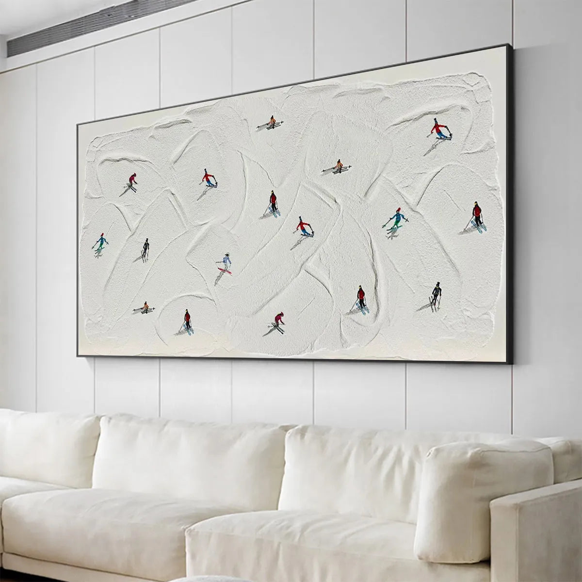 Aerial View Ski Painting | Large Minimalist Wall Art #AA 240
