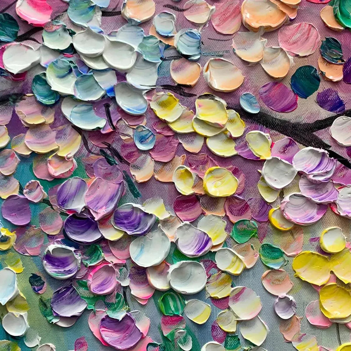 Abstract Weeping Blossom Painting | Colorful Cascade Wall Art #AA 184