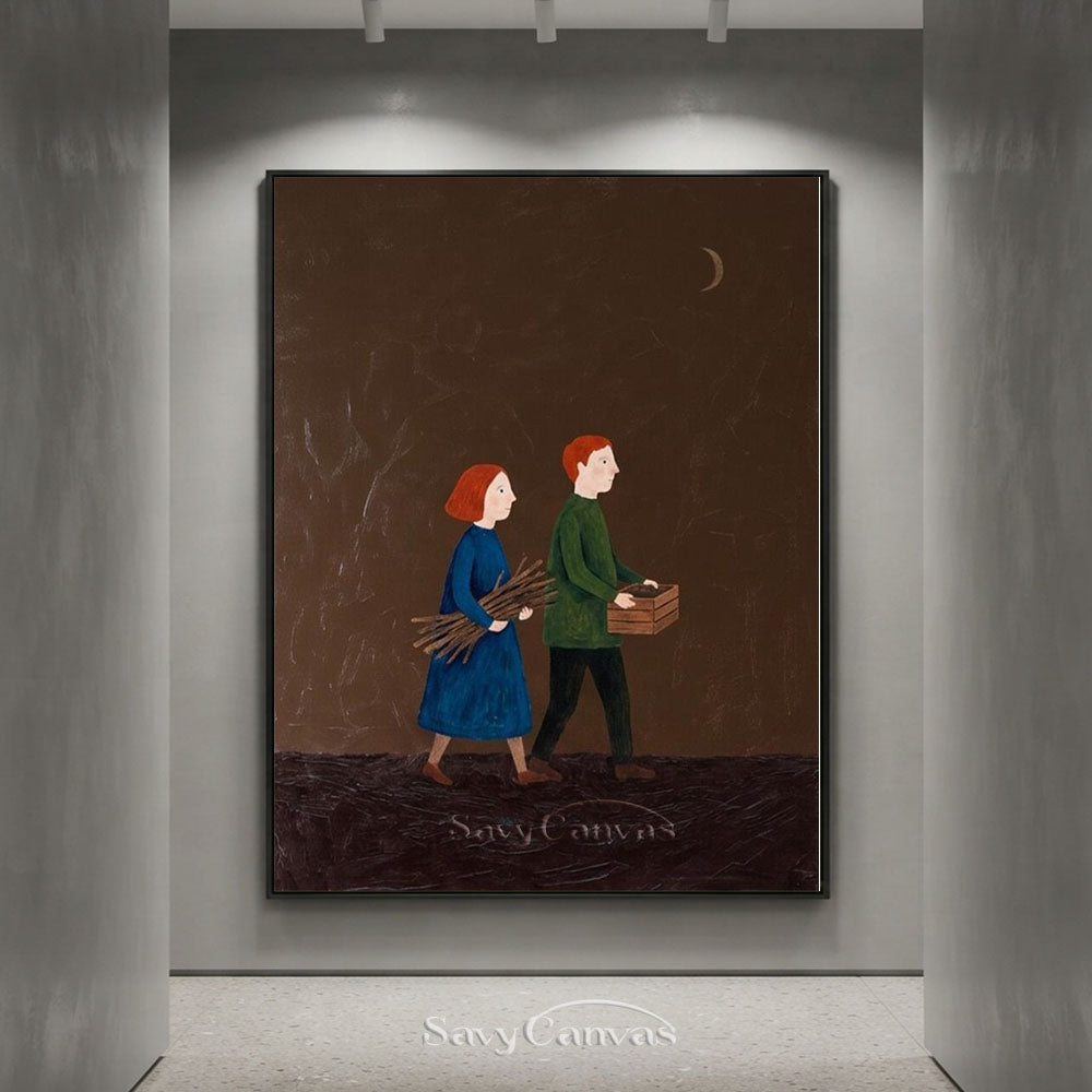 Handmade Wabi Sabi Narrative Oil Painting on Canvas #SS 254