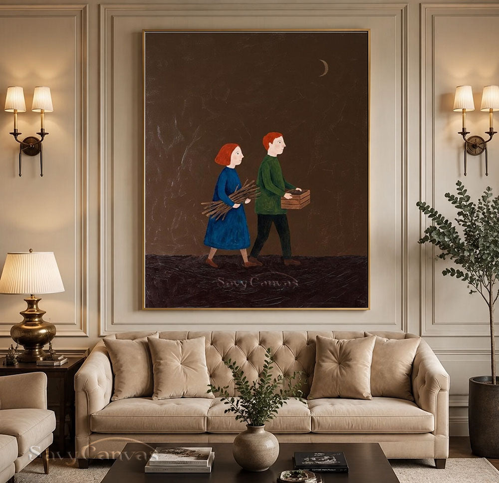 Handmade Wabi Sabi Narrative Oil Painting on Canvas #SS 254