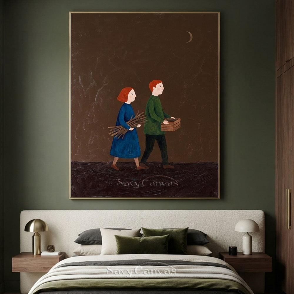 Handmade Wabi Sabi Narrative Oil Painting on Canvas #SS 254