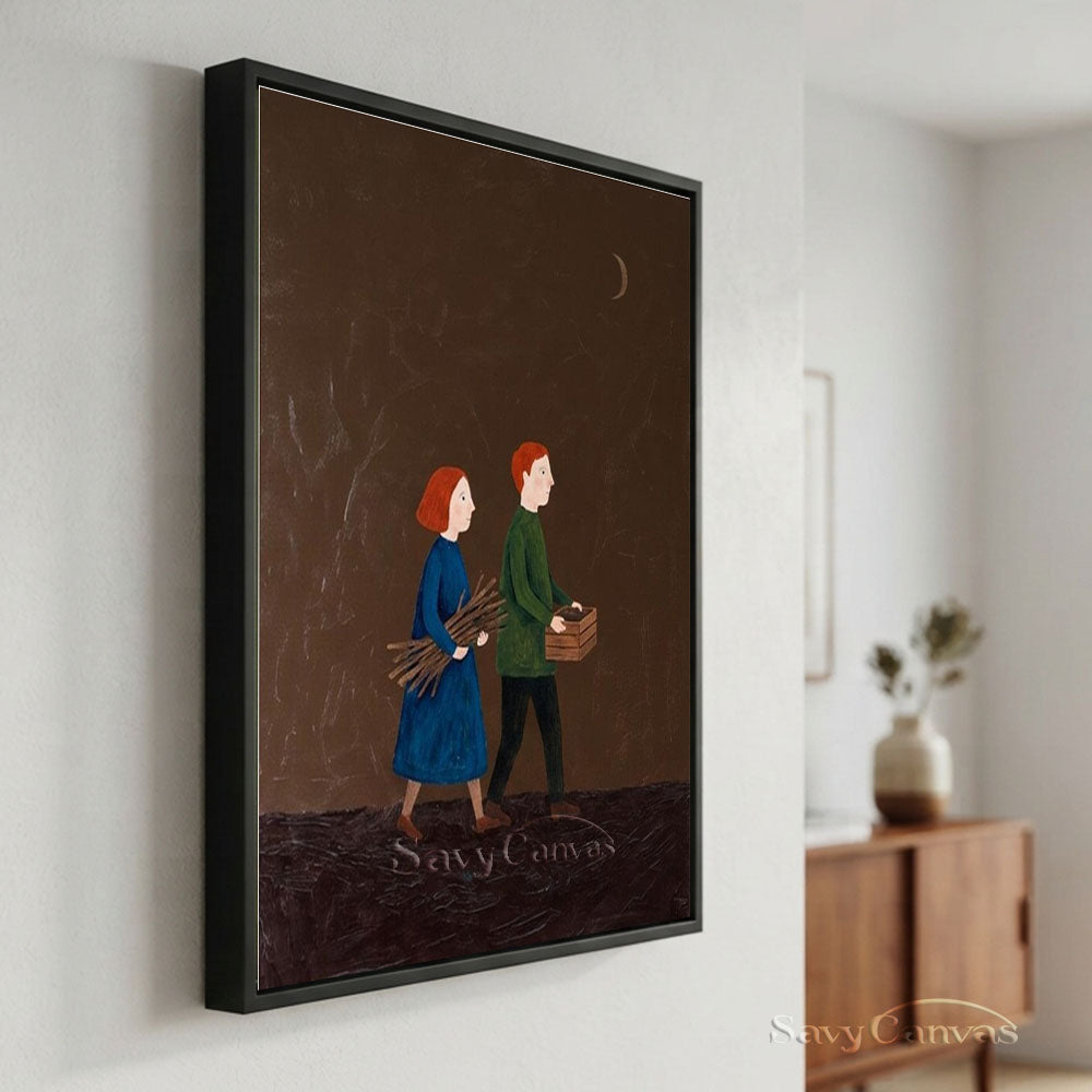 Handmade Wabi Sabi Narrative Oil Painting on Canvas #SS 254