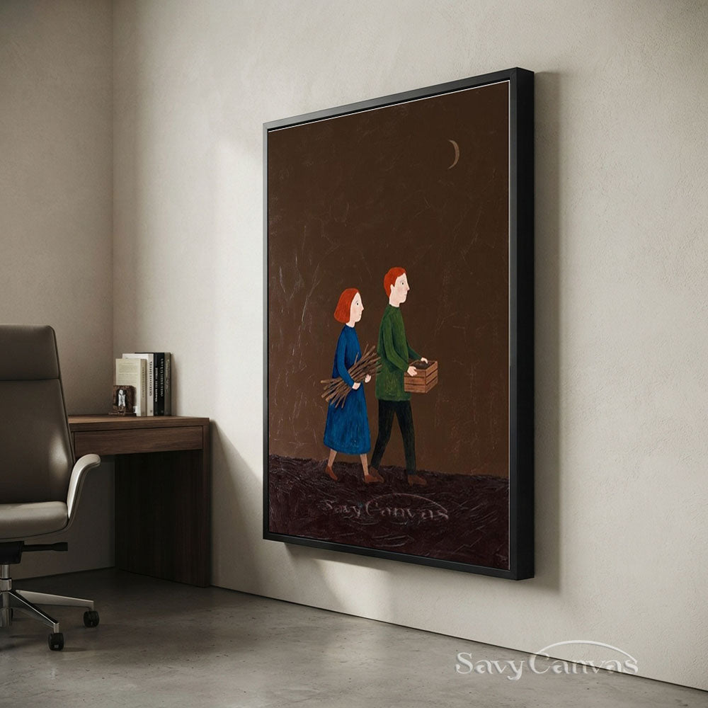 Handmade Wabi Sabi Narrative Oil Painting on Canvas #SS 254
