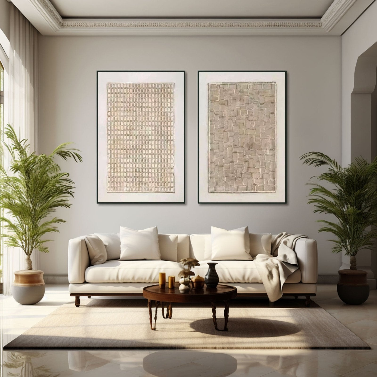 Wabi Sabi Wall Art, Set of 2 Japandi Style Textured Paintings #TC 194