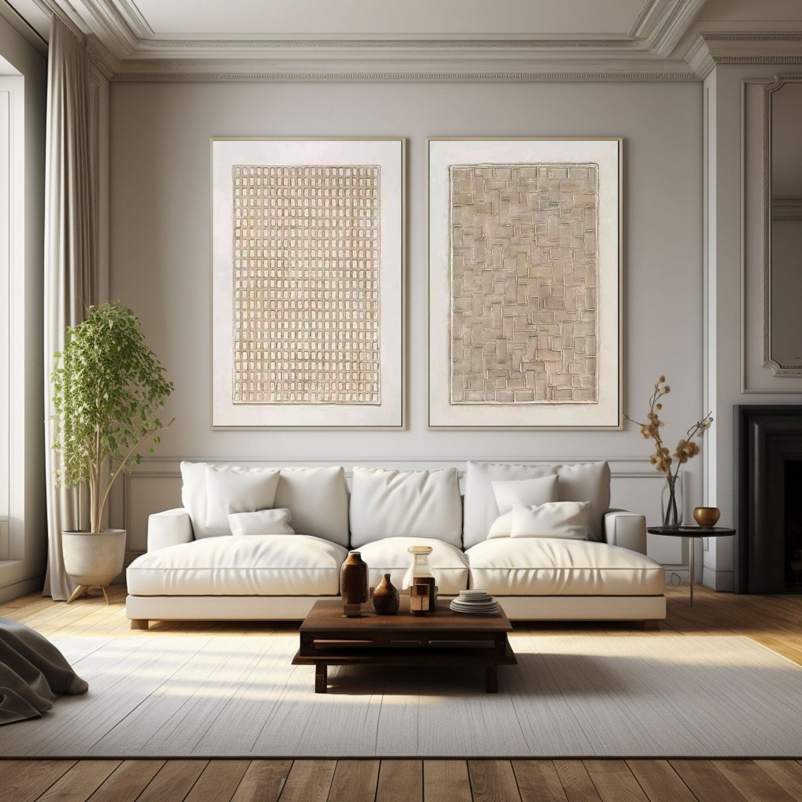 Wabi Sabi Wall Art, Set of 2 Japandi Style Textured Paintings #TC 194