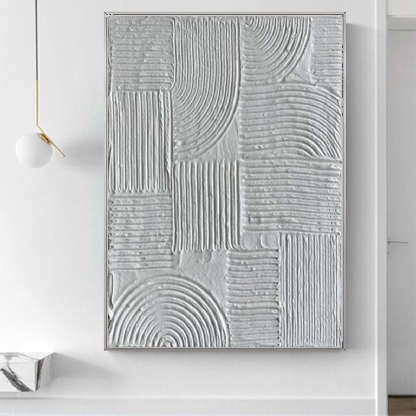 Wabi Sabi  Wall Art – Modern White Abstract Canvas Painting #TC 235