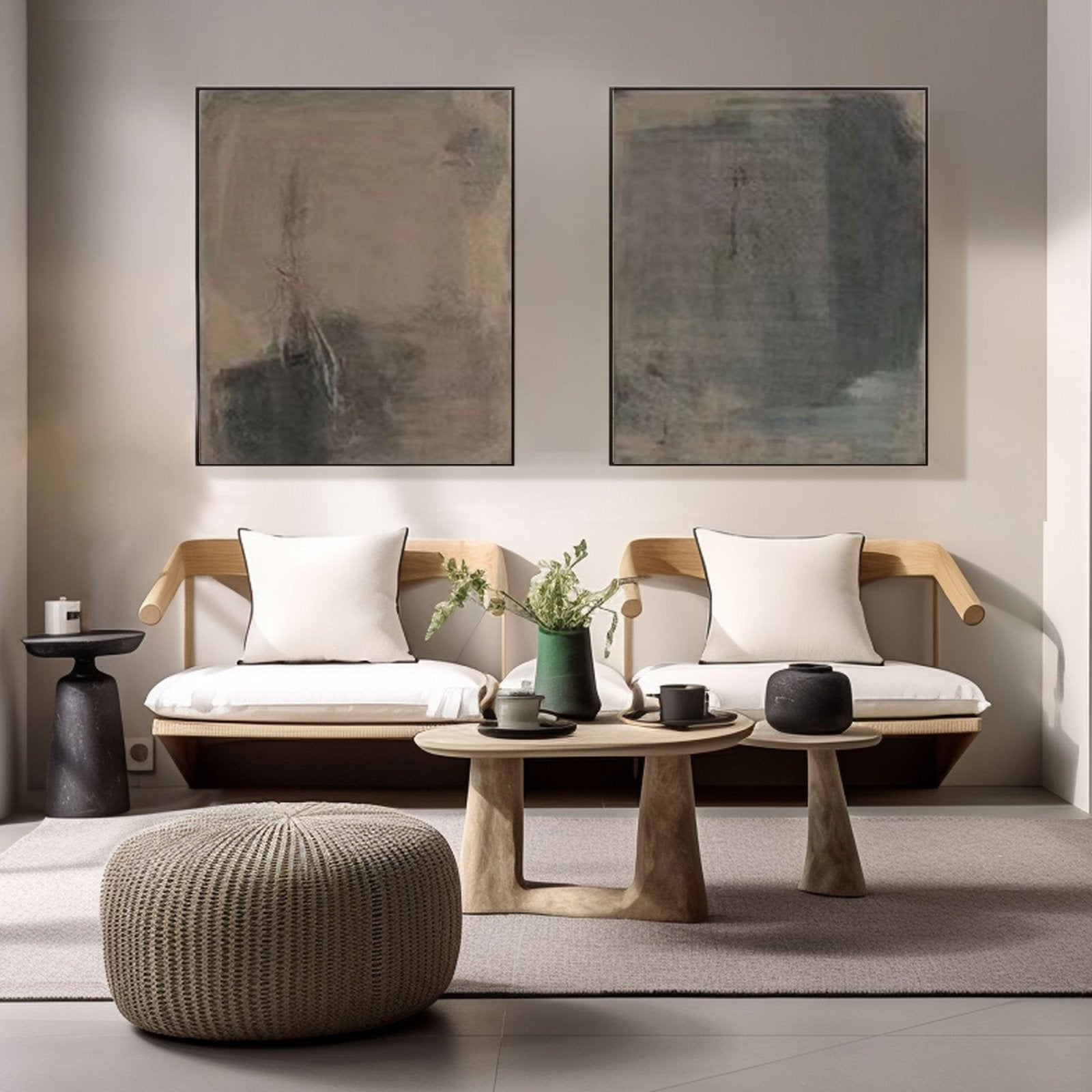 Serene Wabi-Sabi Abstract Wall Art | Hand-Crafted Oil Painting #TC 236