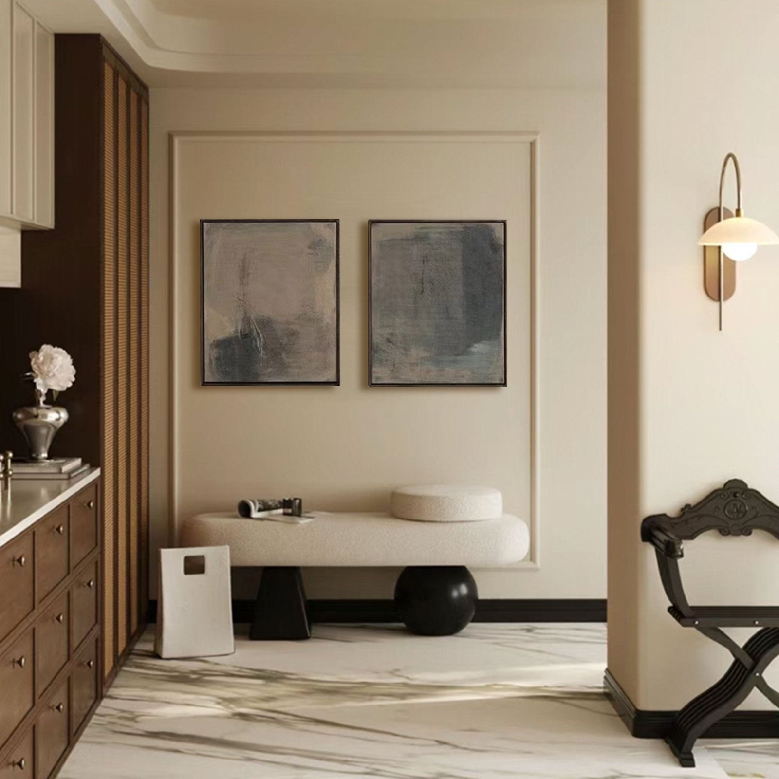 Serene Wabi-Sabi Abstract Wall Art | Hand-Crafted Oil Painting #TC 236