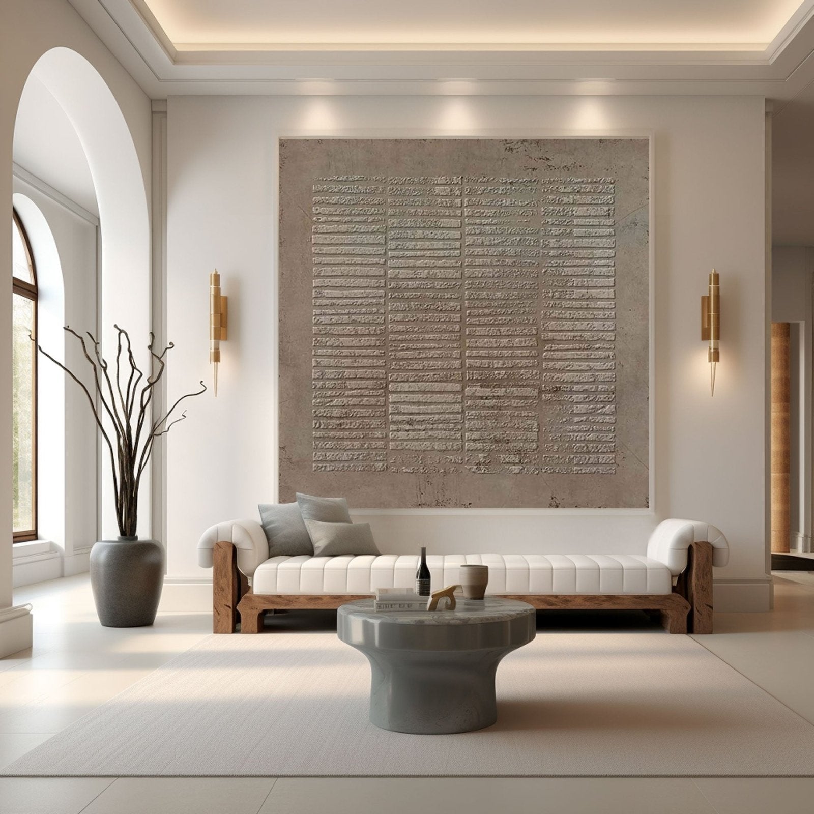 Oversized Beige Abstract Painting | Minimalist Textured Canvas Art