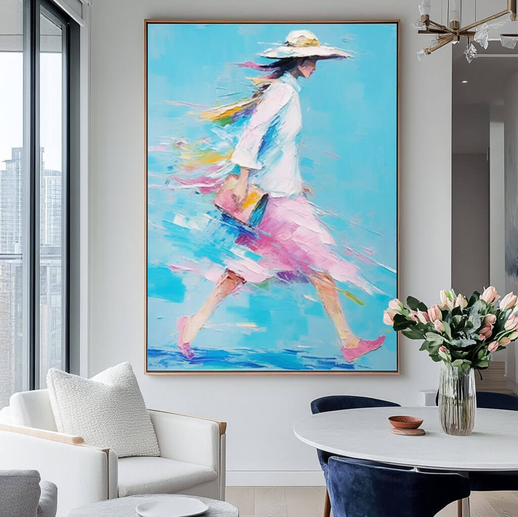 Modern Fashion Woman Painting | Colorful Abstract Wall Decor