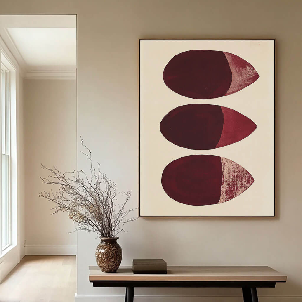 Minimalist Burgundy Abstract Art | Modern Wall Decor #AA 012