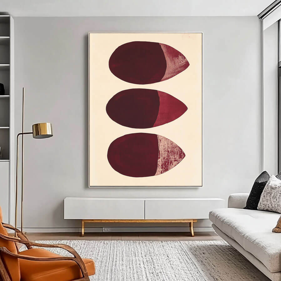 Minimalist Burgundy Abstract Art | Modern Wall Decor #AA 012