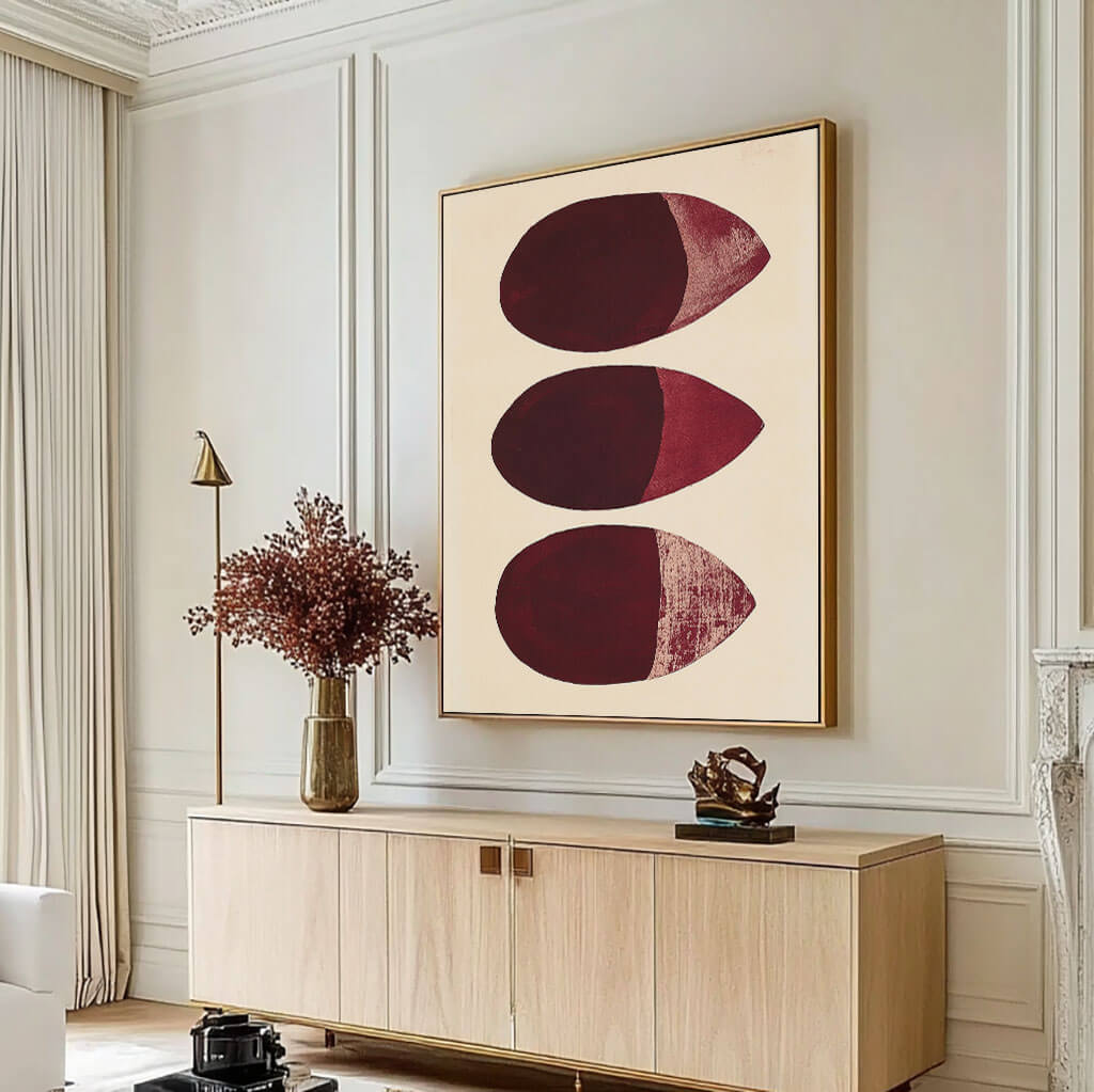 Minimalist Burgundy Abstract Art | Modern Wall Decor #AA 012