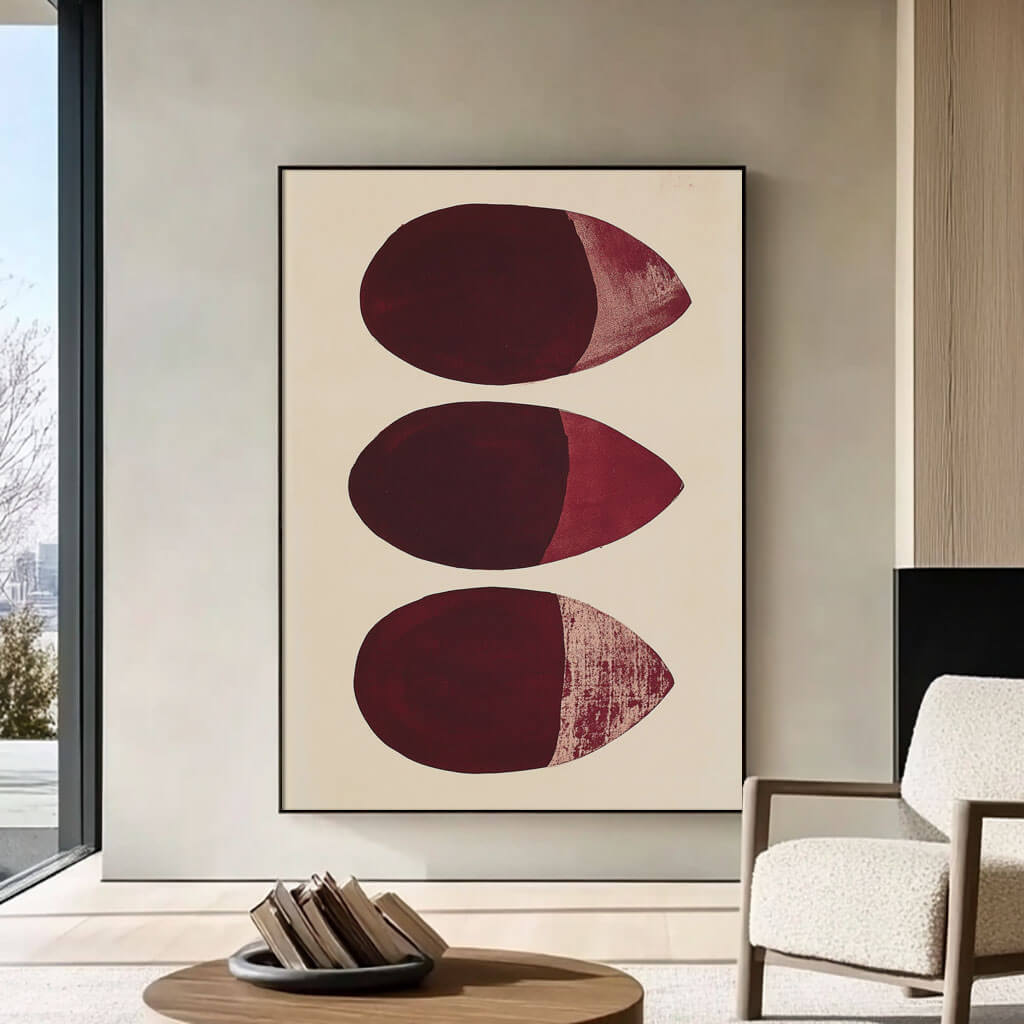 Minimalist Burgundy Abstract Art | Modern Wall Decor #AA 012