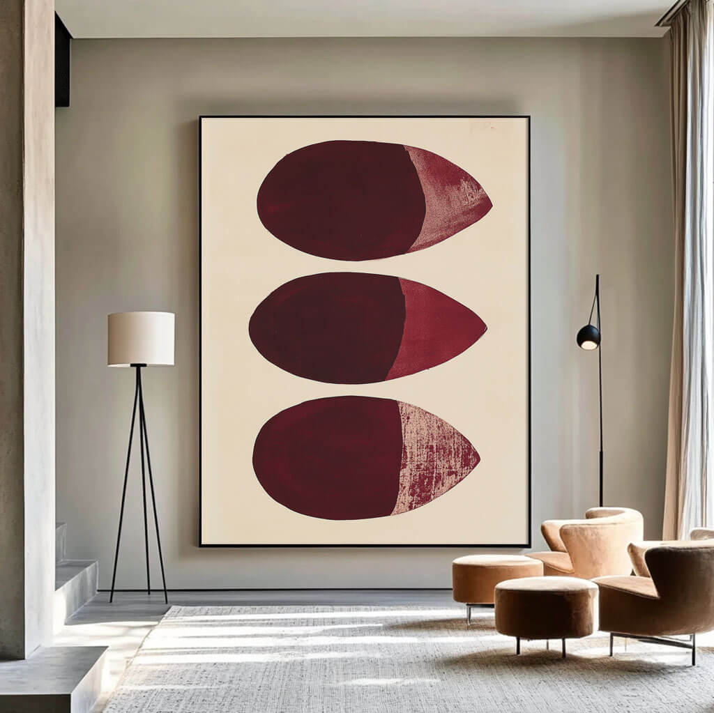 Minimalist Burgundy Abstract Art | Modern Wall Decor #AA 012