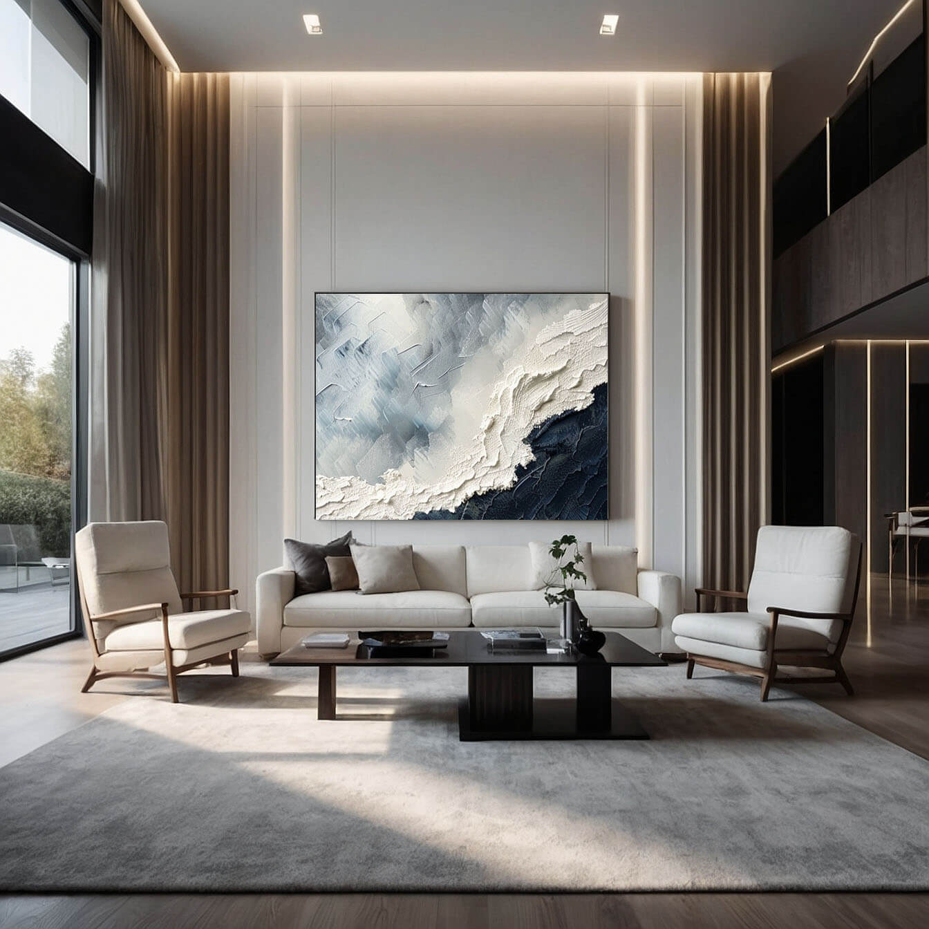 Large Abstract Seascape Art | Textured Ocean Wave Canvas #AA 015