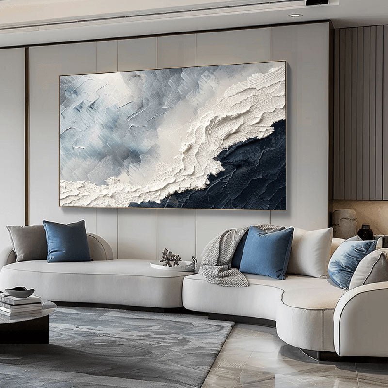 Large Abstract Seascape Art | Textured Ocean Wave Canvas #AA 015