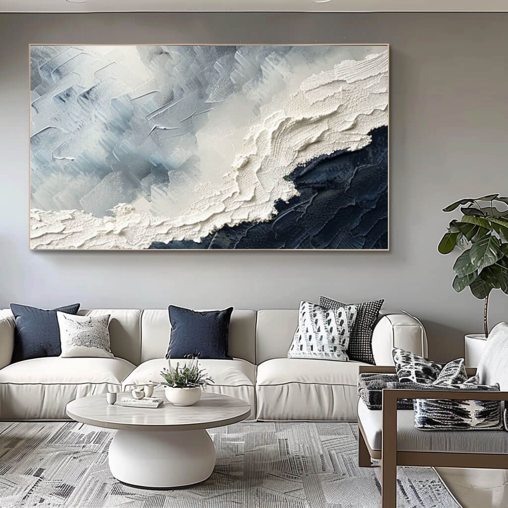 Large Abstract Seascape Art | Textured Ocean Wave Canvas #AA 015
