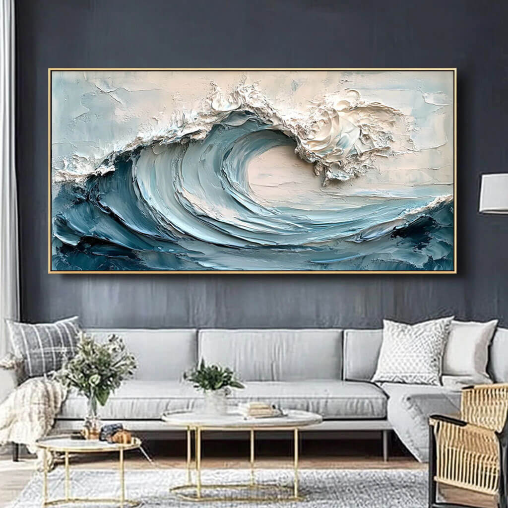 Large Ocean Wave Painting | Coastal Wall Art for Living Room