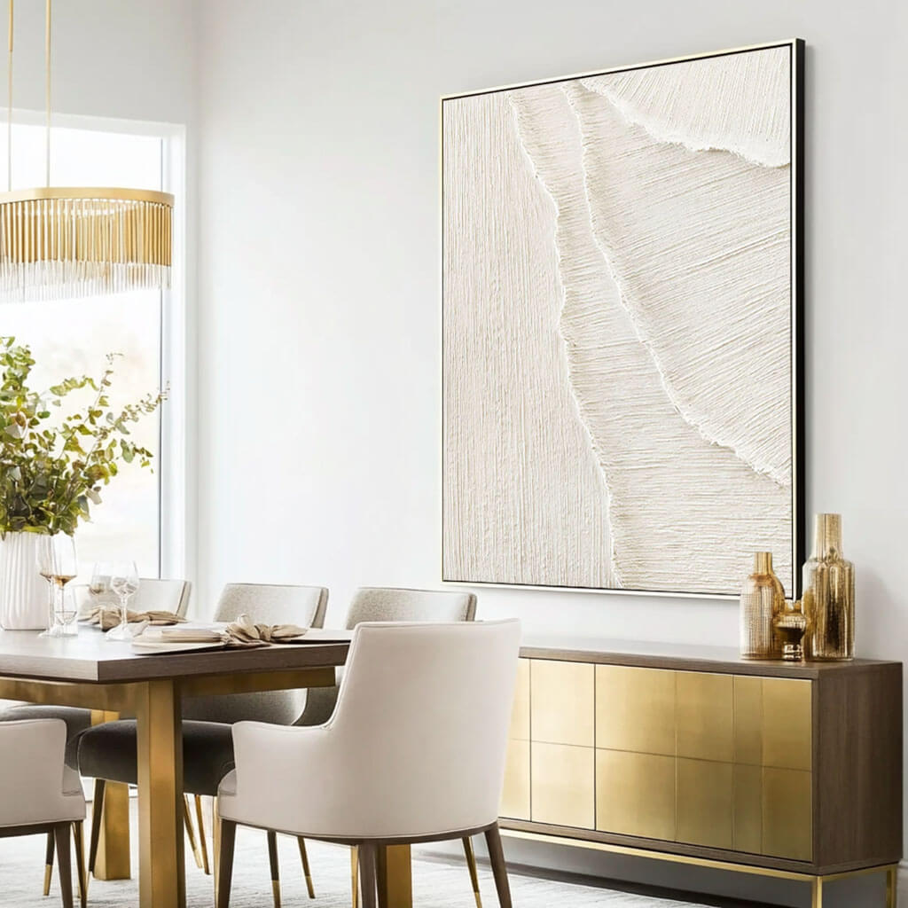 Abstract White Sand Waves Art | Coastal Minimalist Decor #AA 017