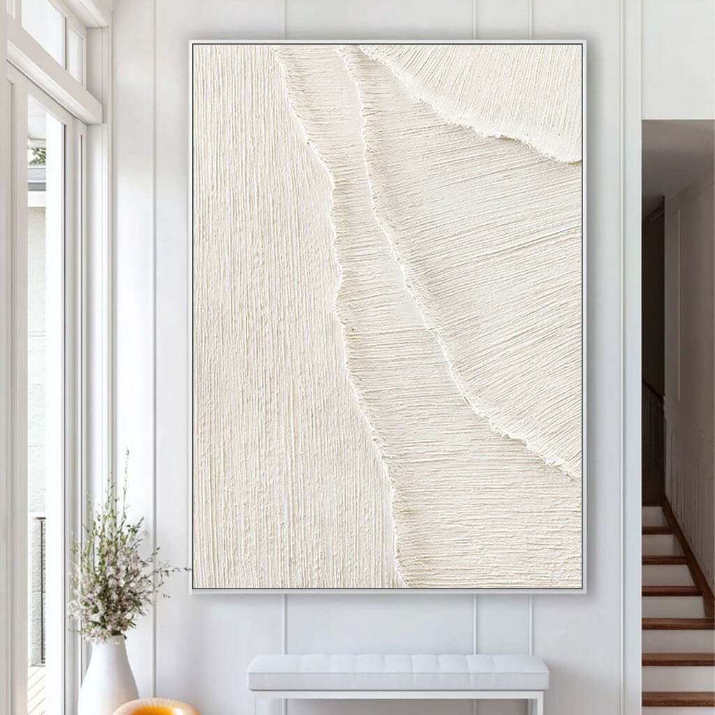 Abstract White Sand Waves Art | Coastal Minimalist Decor #AA 017