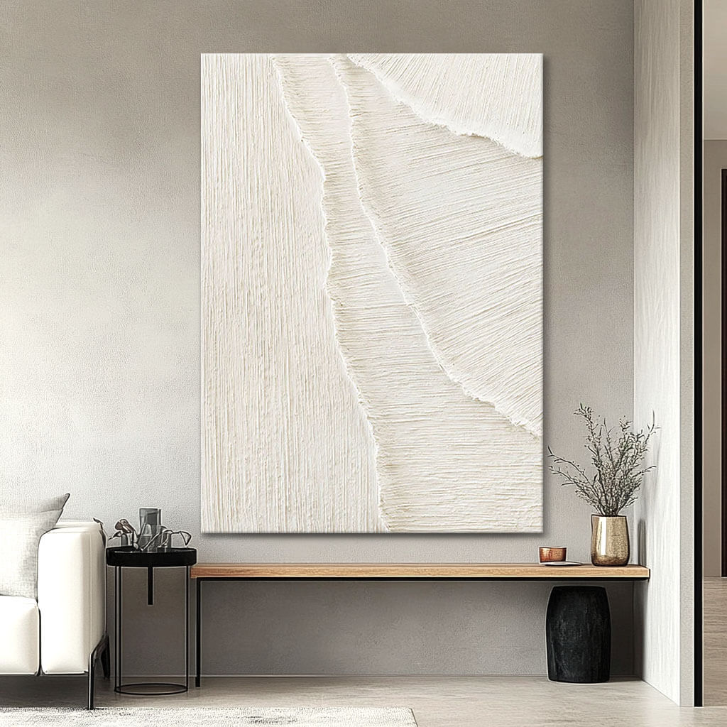 Abstract White Sand Waves Art | Coastal Minimalist Decor #AA 017