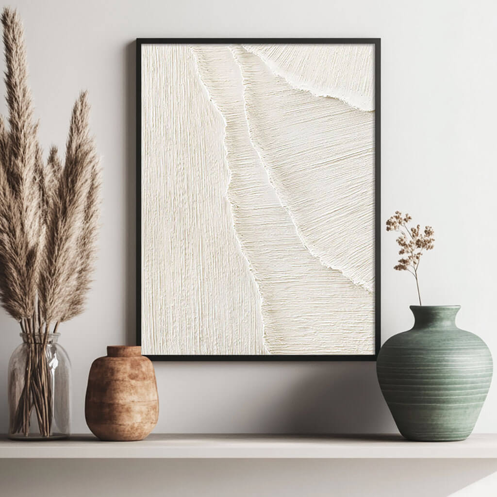 Abstract White Sand Waves Art | Coastal Minimalist Decor #AA 017