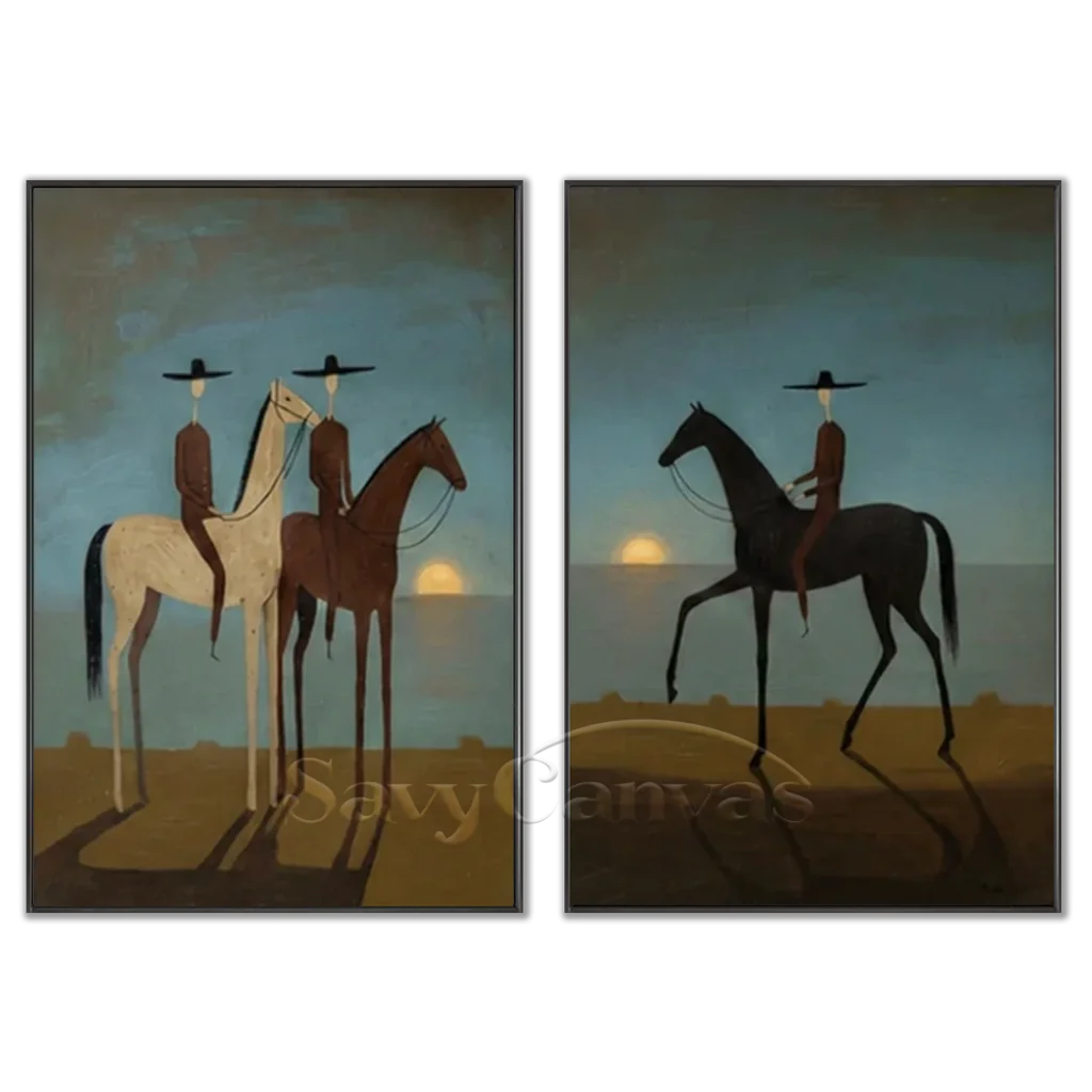 Handmade Expressionist Western Sunset Oil Painting Set #SS 350