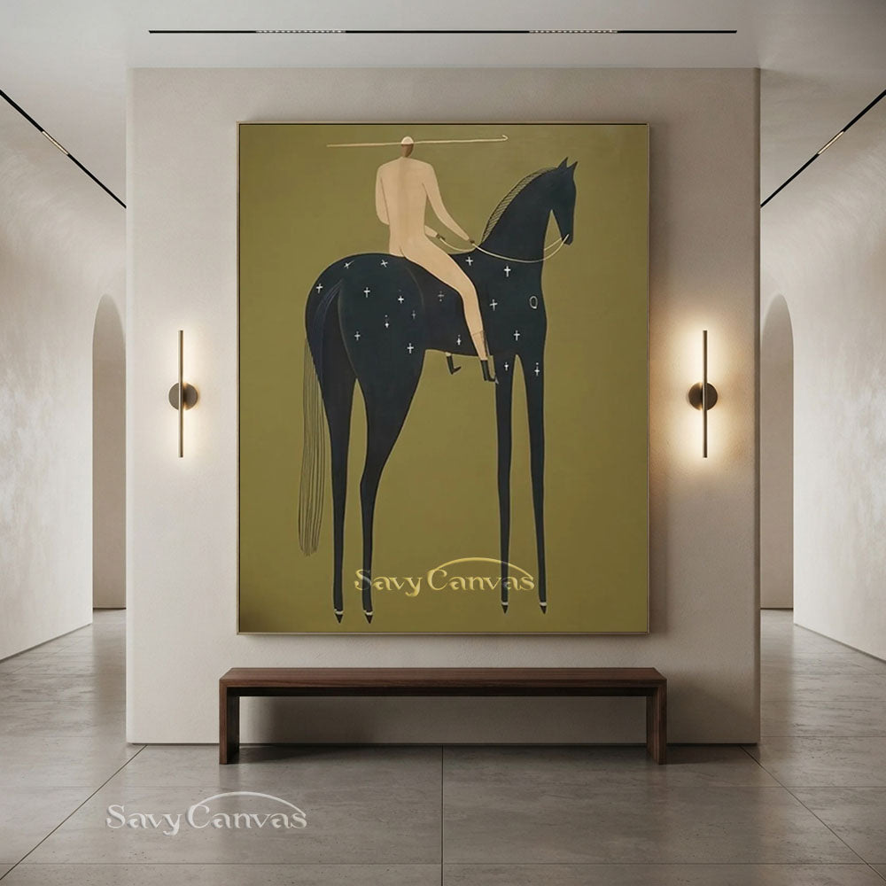 Minimalist Western Equestrian Modernist Oil Painting #SS 256