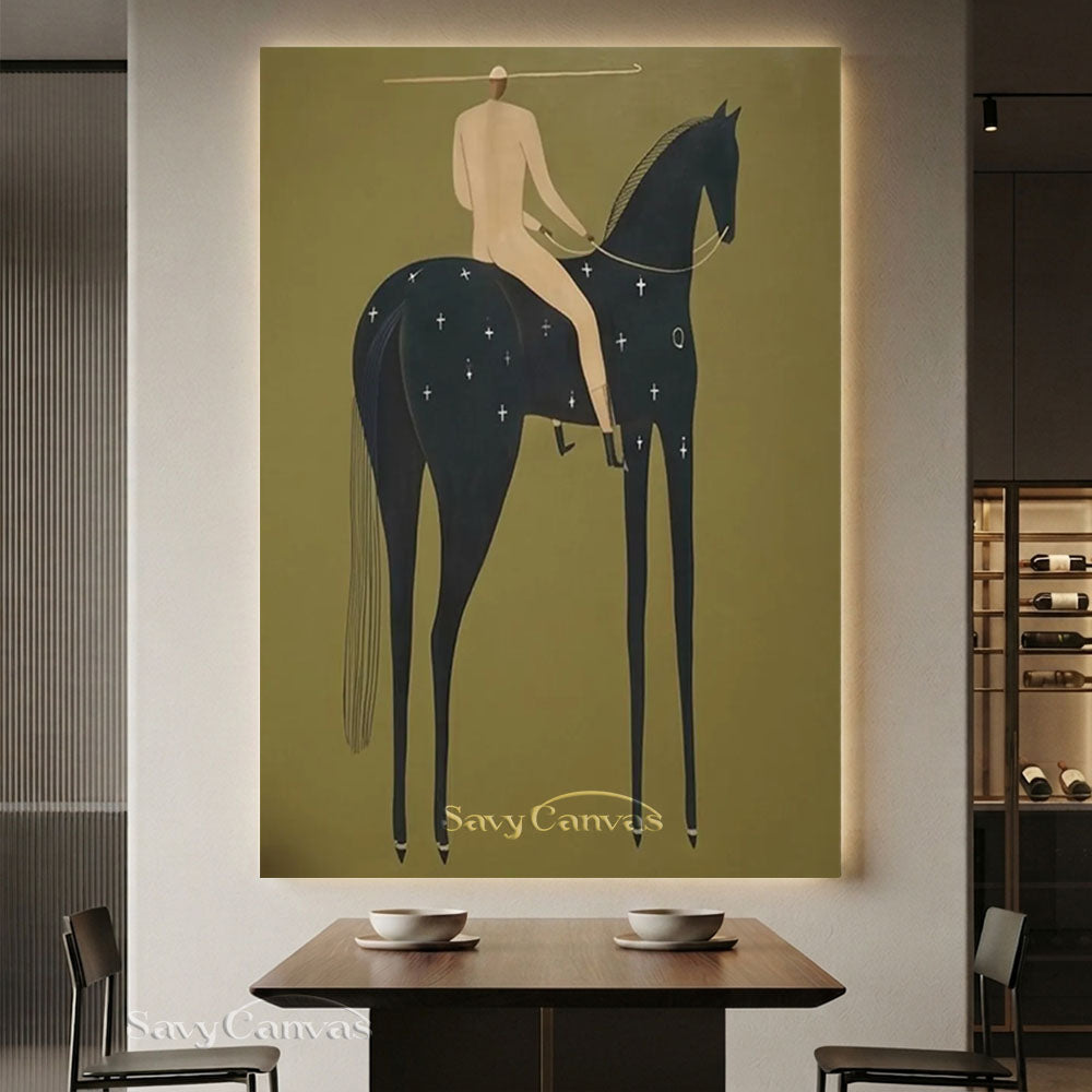 Minimalist Western Equestrian Modernist Oil Painting #SS 256